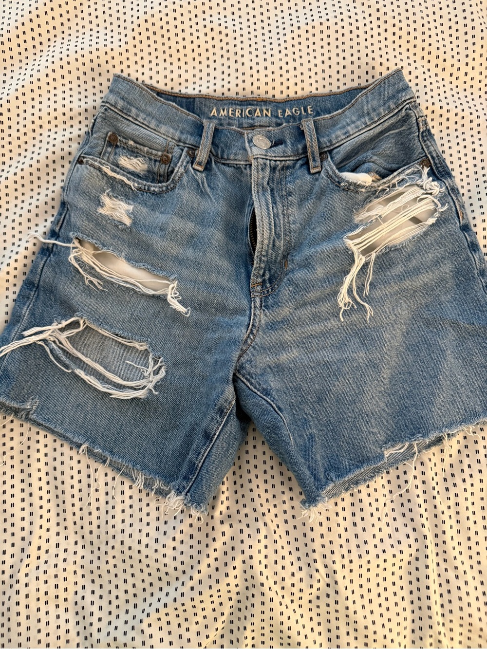 American Eagle Outfitters Distressed Light Blue Denim Jean Shorts